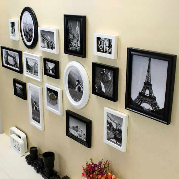 Коллажи из фоторамок: стильное размещение фотографий на стене