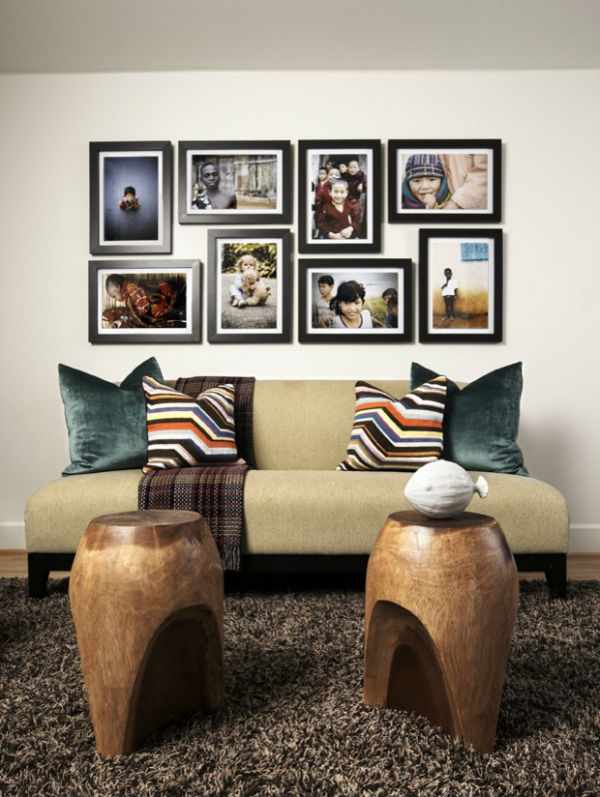 Коллажи из фоторамок: стильное размещение фотографий на стене