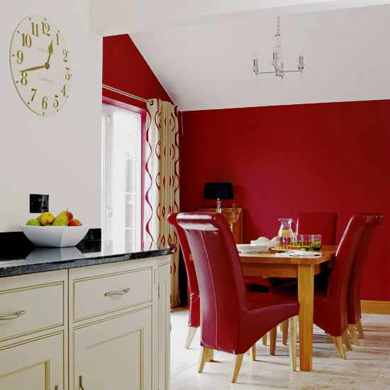 Красный цвет в интерьере кухни.