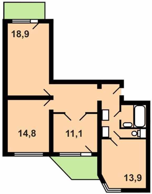 Дизайн трехкомнатной квартиры п44т