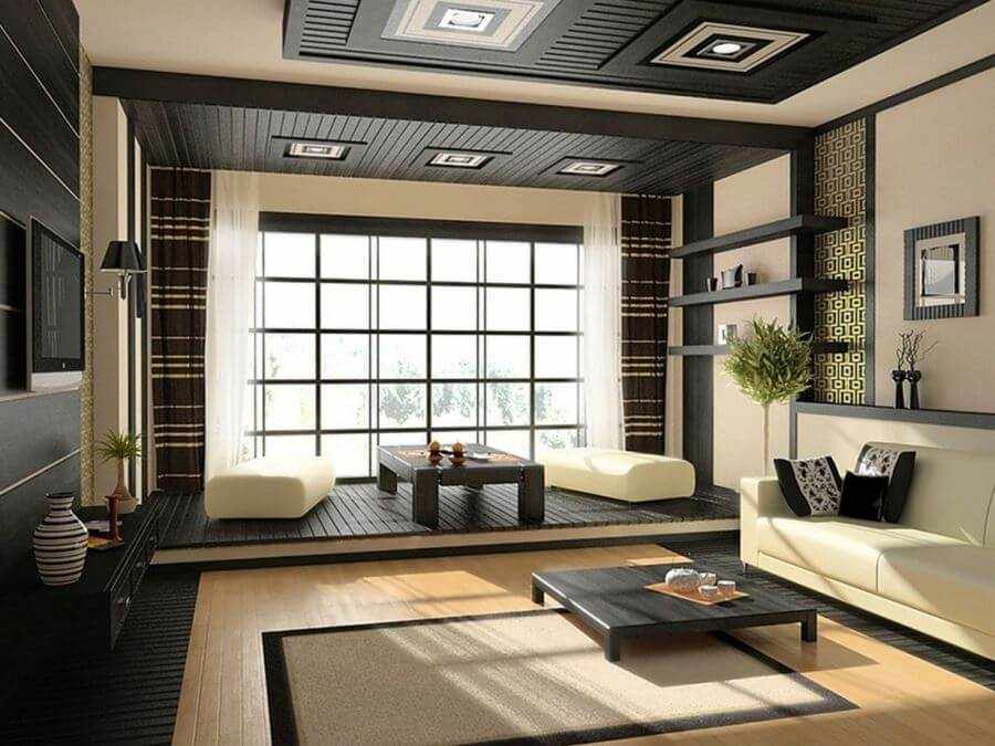 Дизайн гостиной в стиле японский минимализм