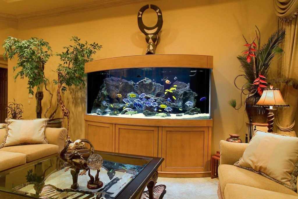 Красивый аквариум в гостиной