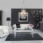 Белая мебель в черной гостиной