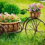 Горшки с цветами на велосипеде