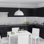 Черная кухня белая мебель