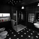 Темный декор ванной комнаты