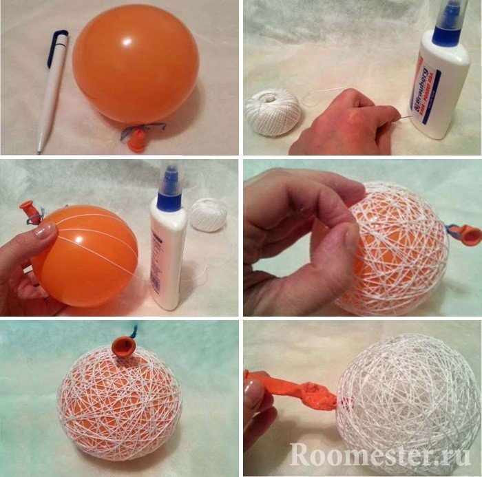Процесс изготовления шаров из нитей