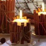 Декор свечей из корицы
