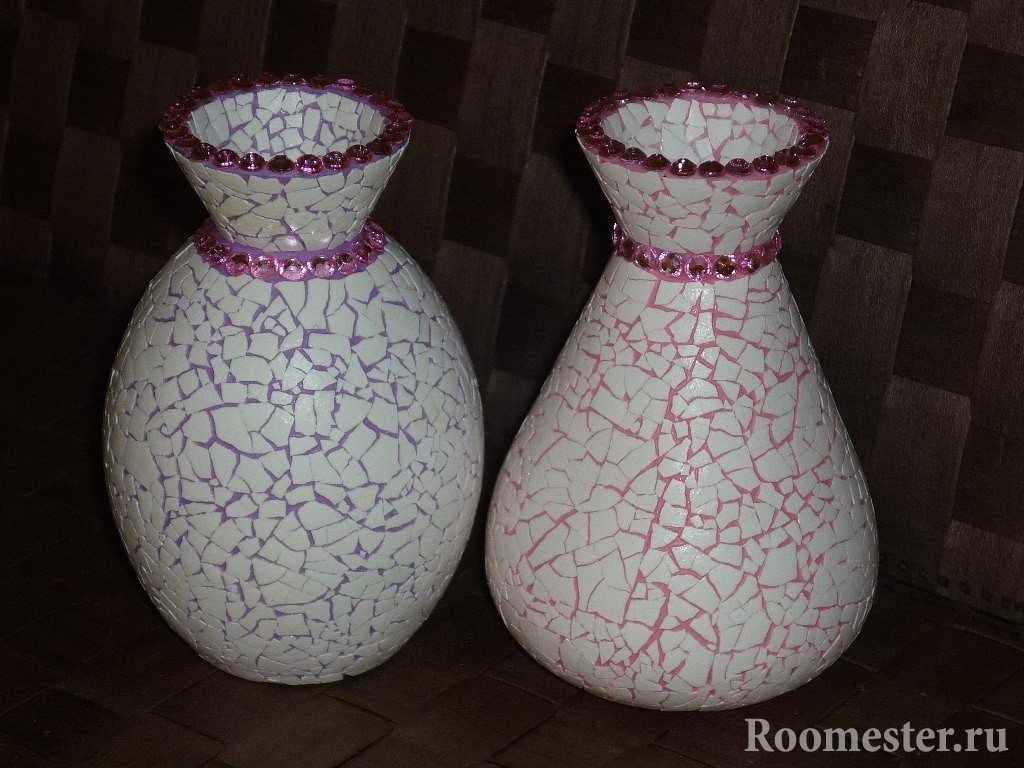 Декор вазы яичной скорлупой
