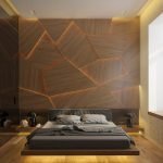 Кровать, стена и потолок с подсветкой