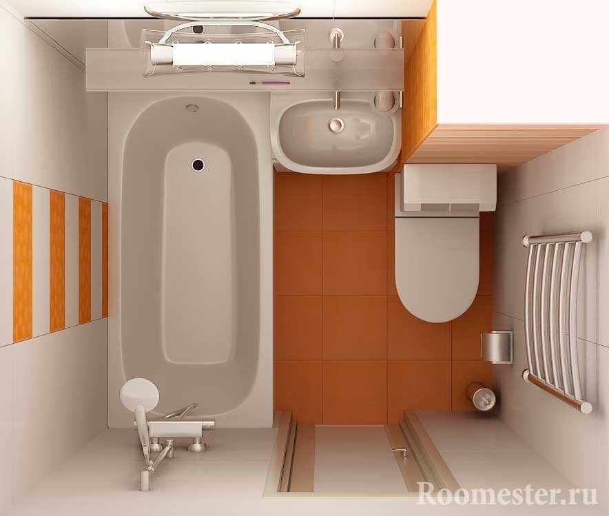 Оранжево-белая ванная