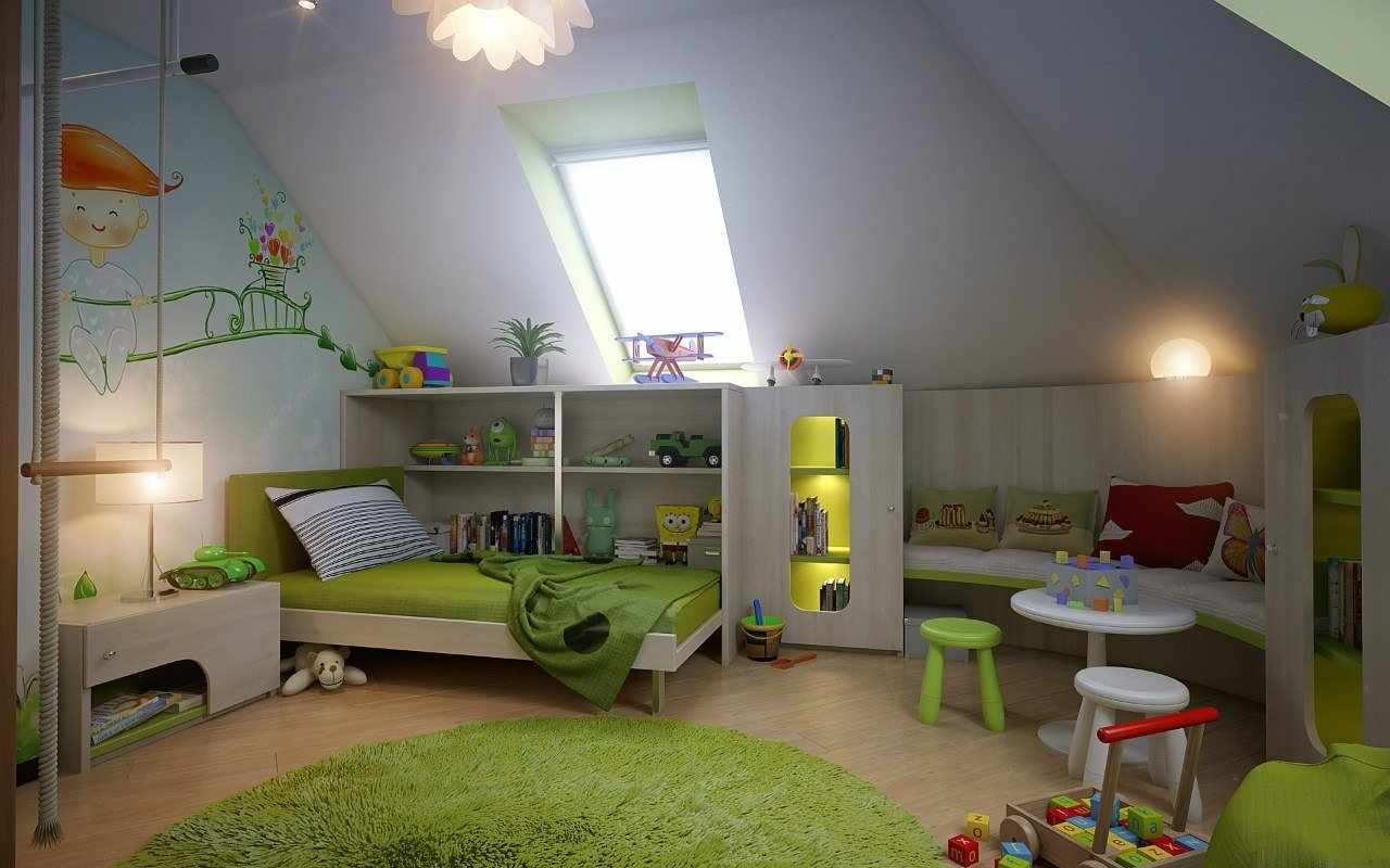 Детская комната на чердаке частного дома