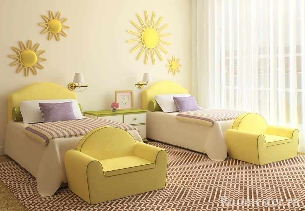 Яркий детский стиль в оформлении комнаты для двух девочек