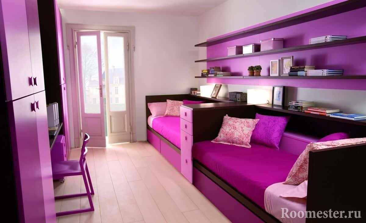 Сочный цвет мебели для девчачей спальни