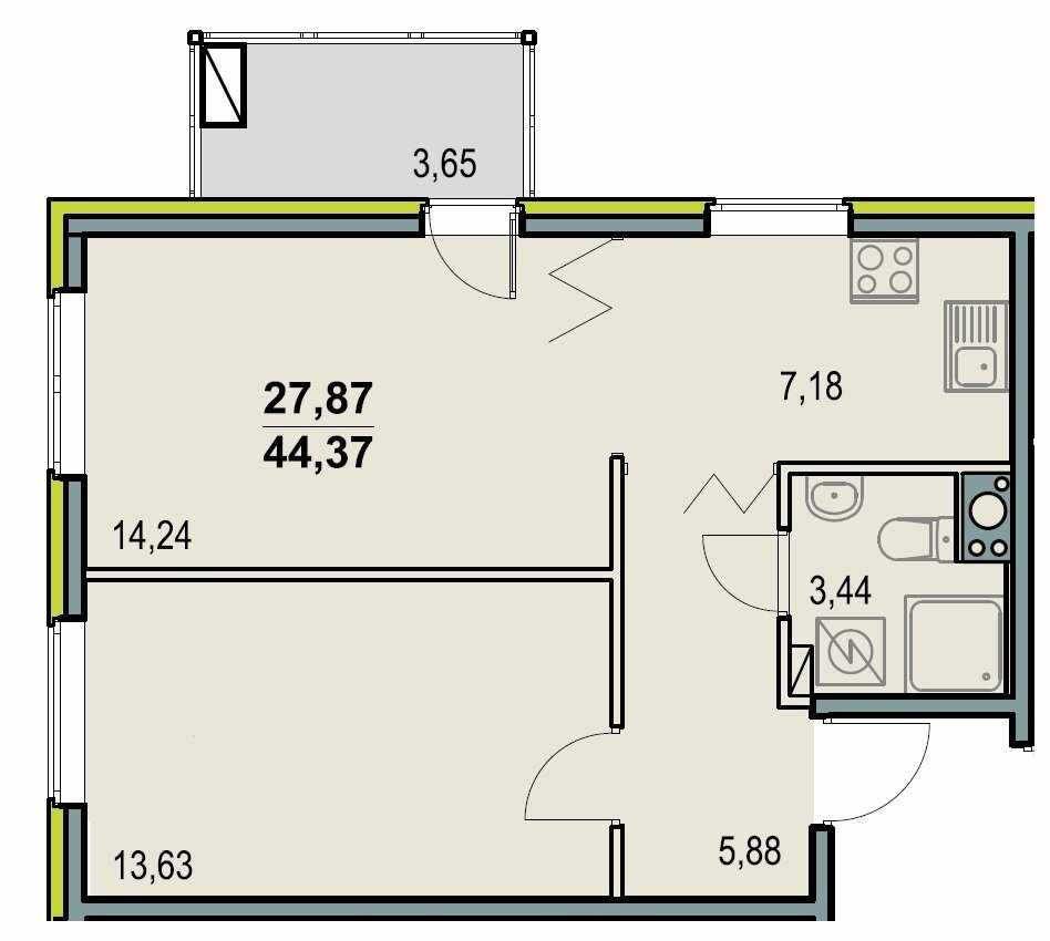 Планировка двухкомнатной квартиры 44 кв м 