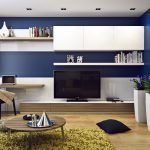 Сине-белая мебель для гостиной