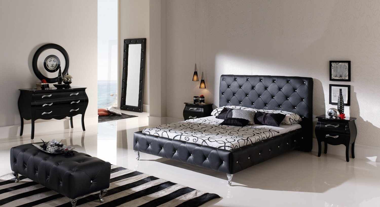 Кровать в интерьере в стиле модерн