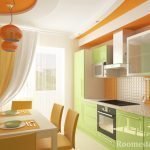 Фисташково-оранжевая кухня
