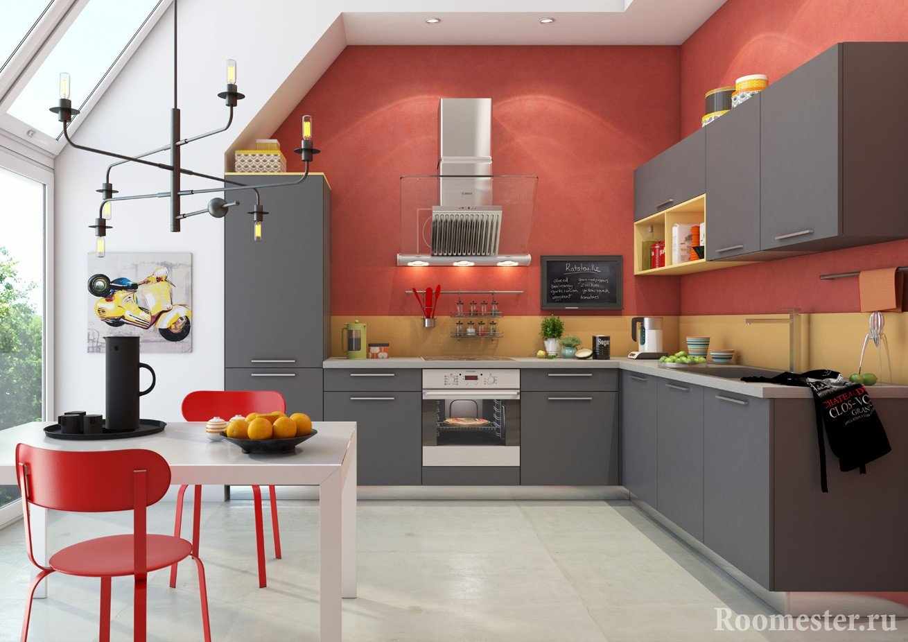 Дизайн кухни-столовой в частном доме с панорамным остеклением