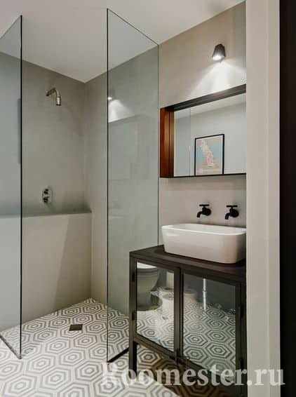 Стильный дизайн в маленькой ванной комнате