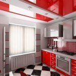 Красно-белый дизайн кухни
