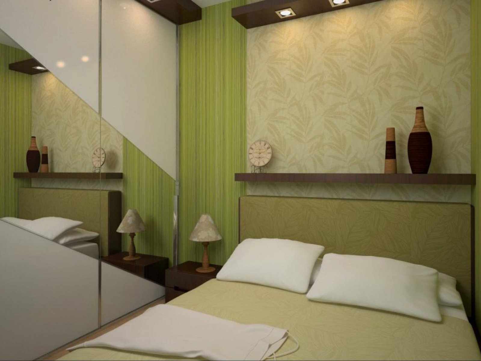 Оливковый в дизайне спальни