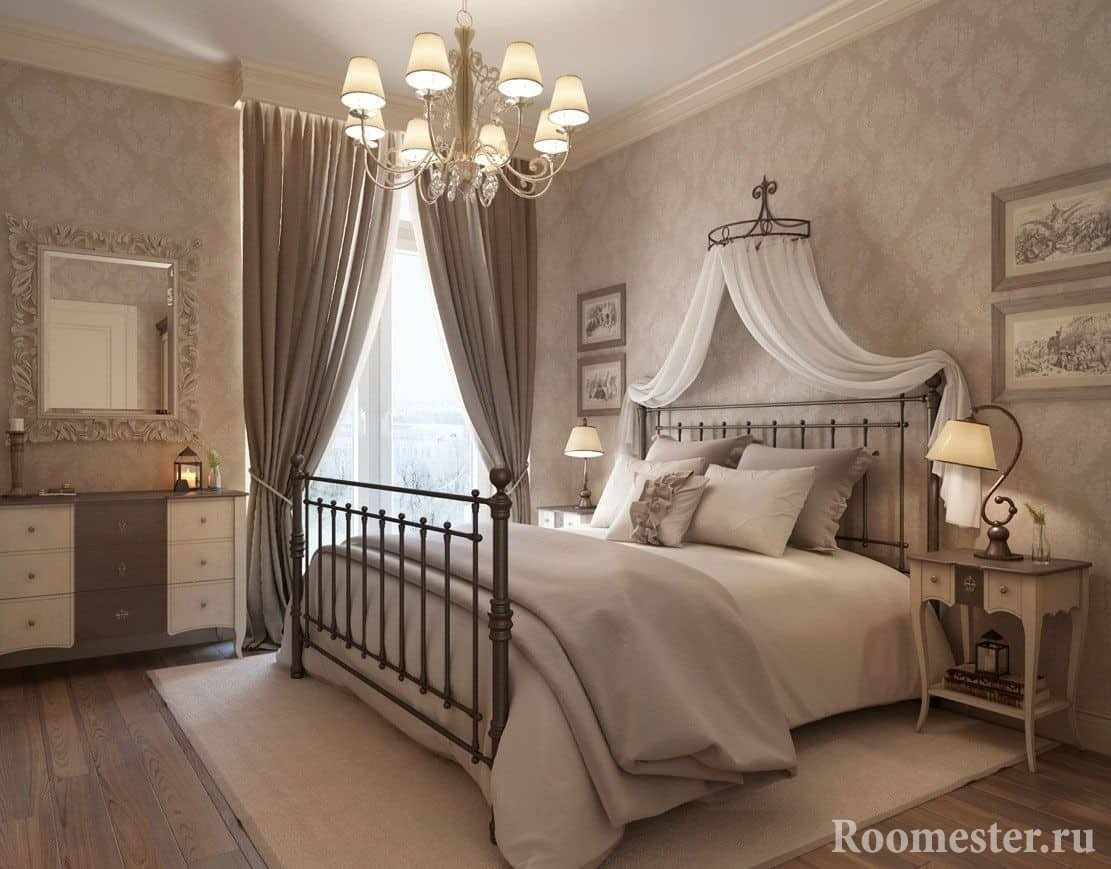 Романтичный дизайн спальни в классическом стиле