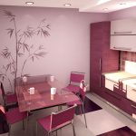 Фиолетовый интерьер кухни