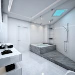 Белая ванная комната в стиле хай-тек