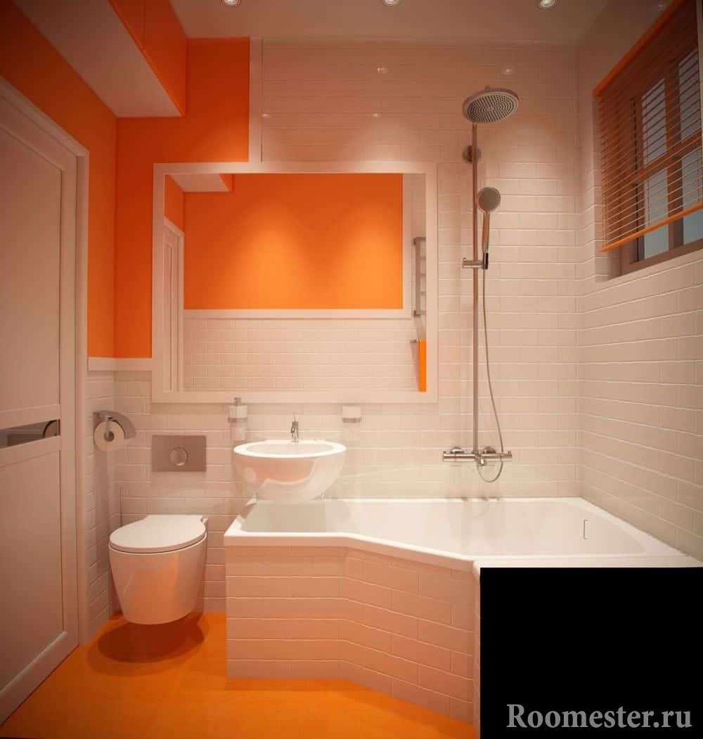 Оранжево-белая ванная 