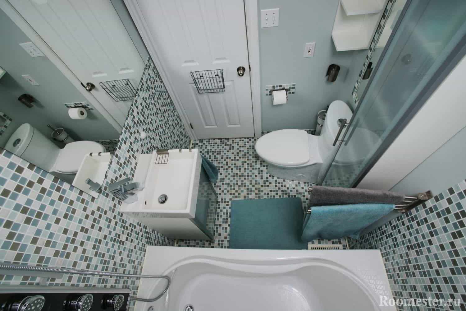 Дизайн ванной комнаты, компактное расположение в хрущевке