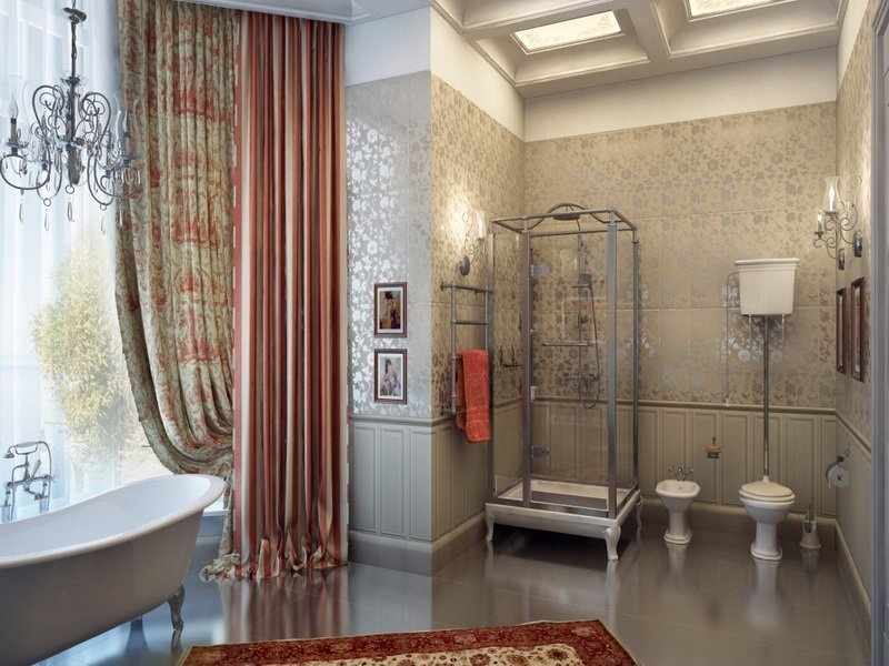 Текстиль в ванной в классическом стиле