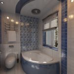 Сине-белый дизайн ванной