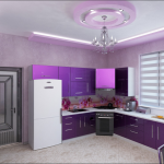 Красивый дизайн кухни в фиолетовых тонах