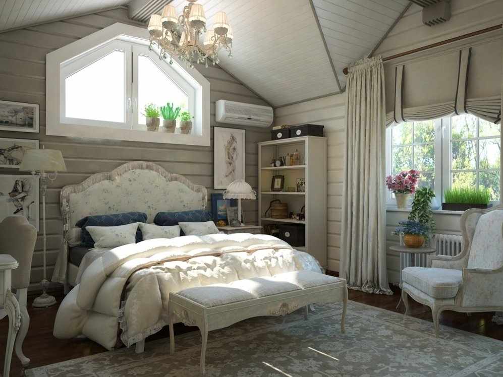 Спальня в доме в стиле прованс