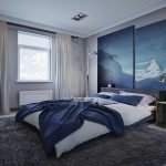 Дизайн синей спальни для молодой пары