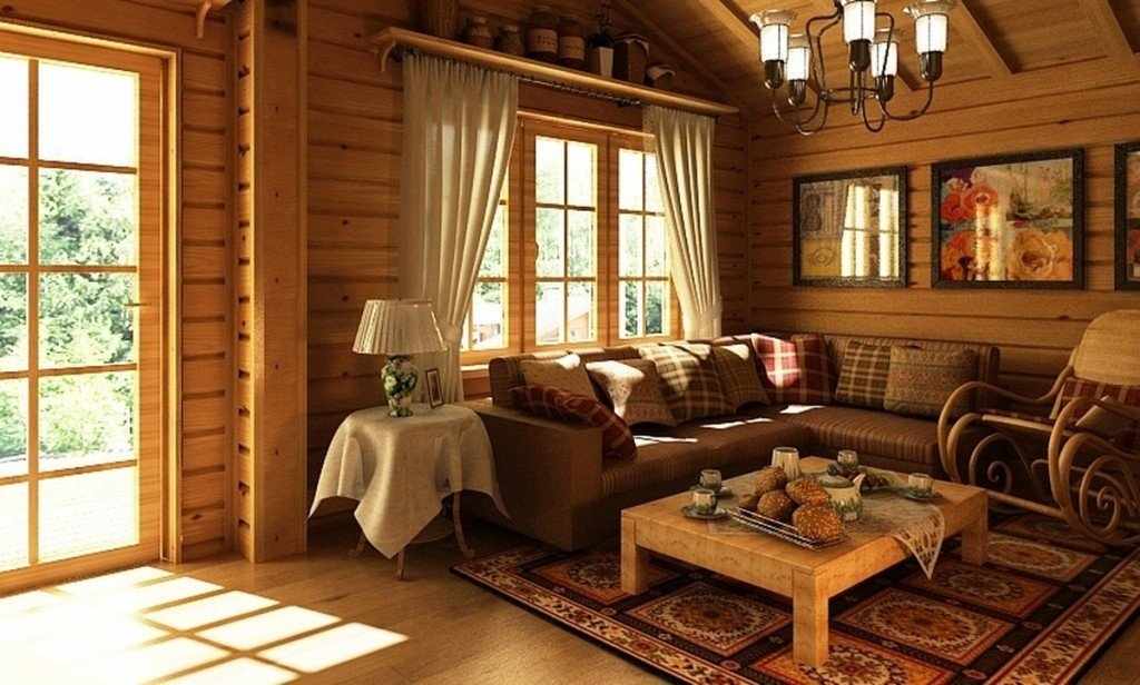 Деревенский стиль в интерьере дома из бруса
