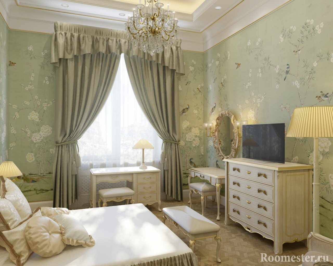 Спальная комната - дизайн в классическом стиле