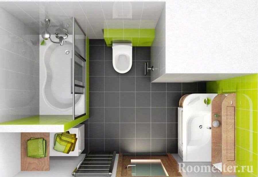 Дизайн-проект ванной совмещенной с туалетом