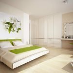 Красивая спальня в зеленых и белых тонах