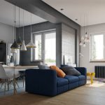 Синий диван в квартире