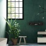 Зеленая ванная в стиле минимализм