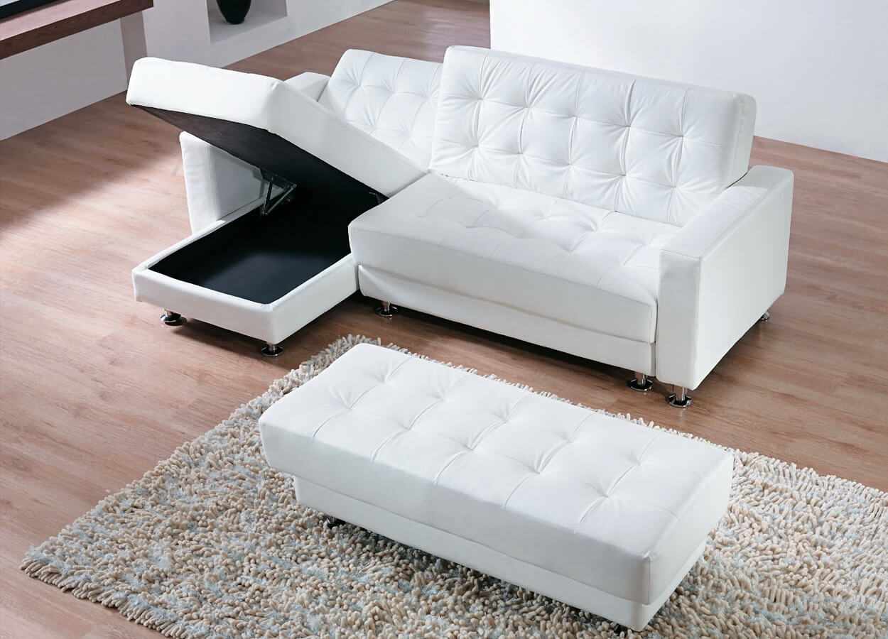 Белый диван и кушетка