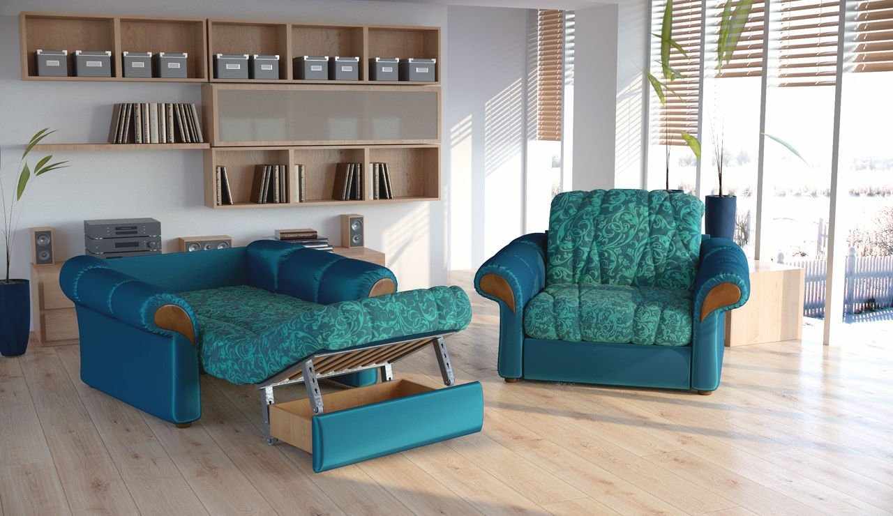 Зеленое кресло-кровать