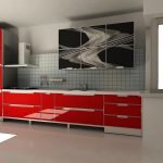 Красная кухня со стеклом