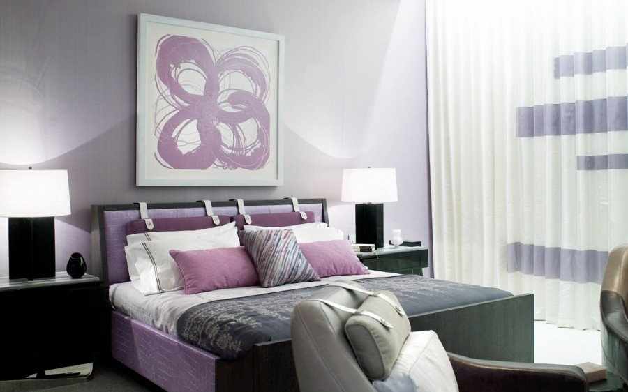 Сиреневый цвет в современной спальне