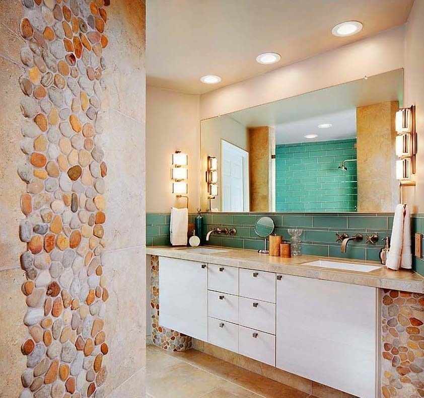 Мозаика из камня в интерьере ванной