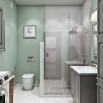 Приглушенный мятный цвет в ванной комнате