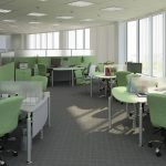Интерьер офиса в светло-зеленых и белых тонах