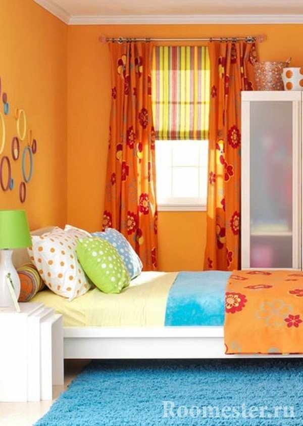 Оранжевый цвет в интерьере детской комнаты